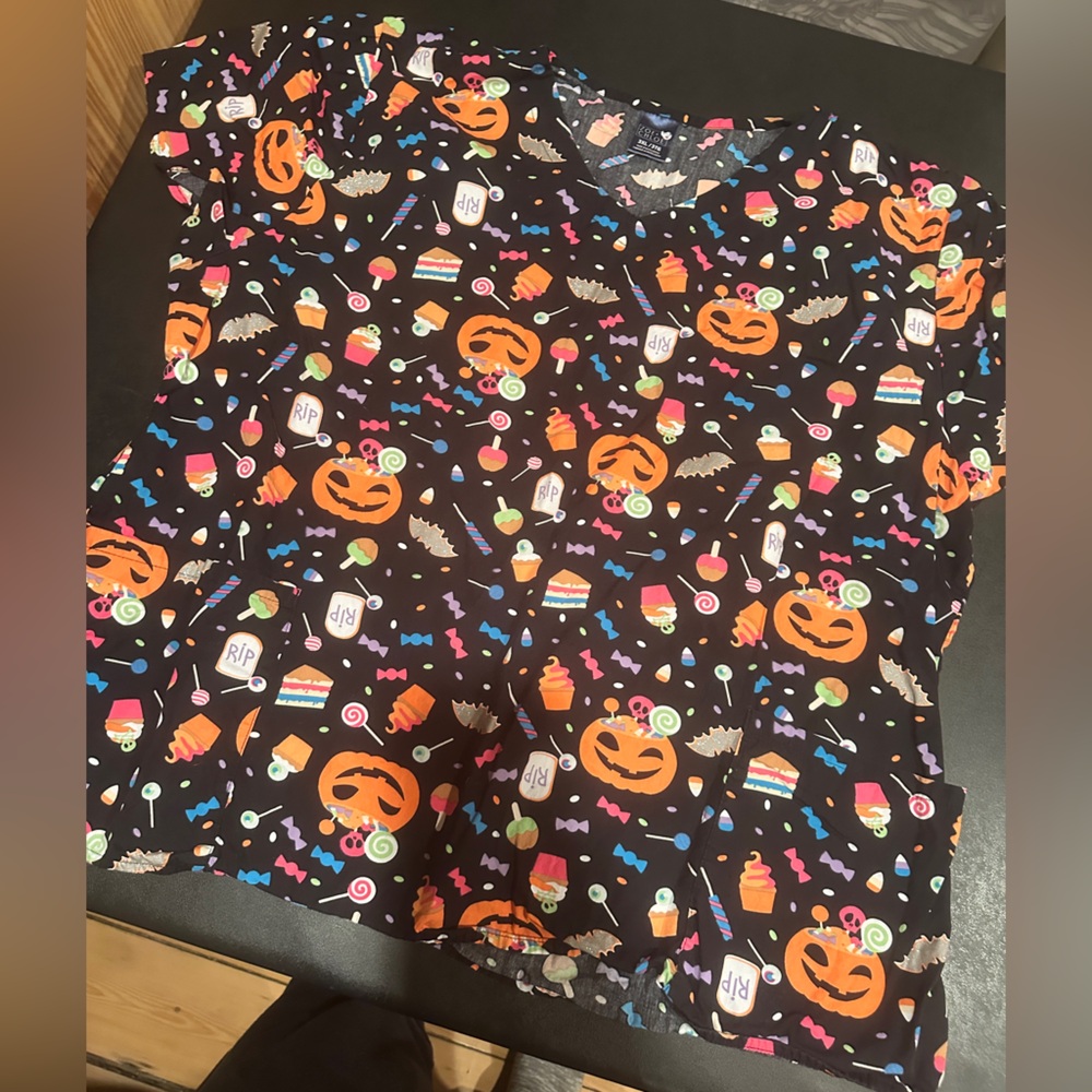 3X Halloween Themed scrub top
